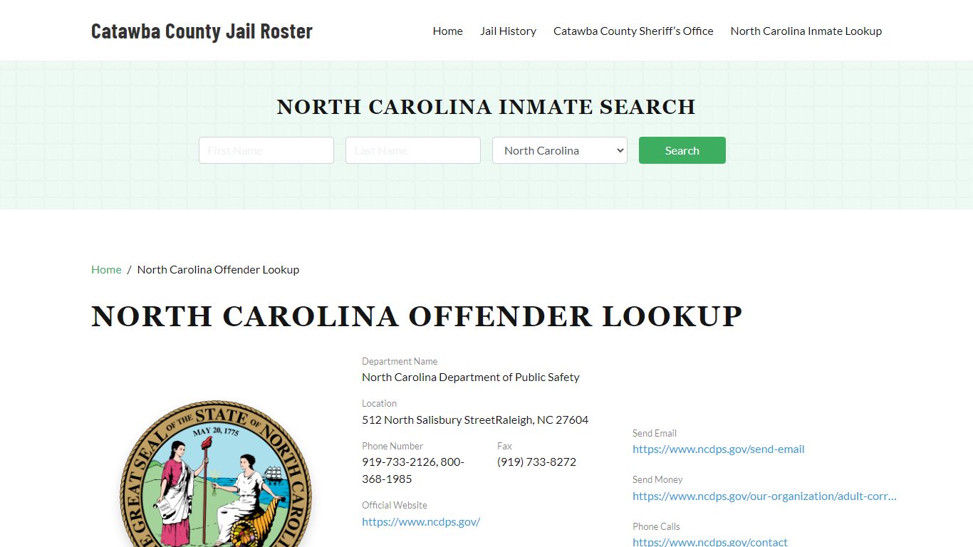 North Carolina Inmate Search, Jail Rosters